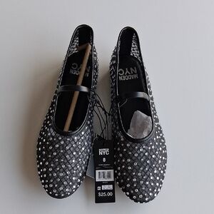 Steve Madden Black and Silver Flats